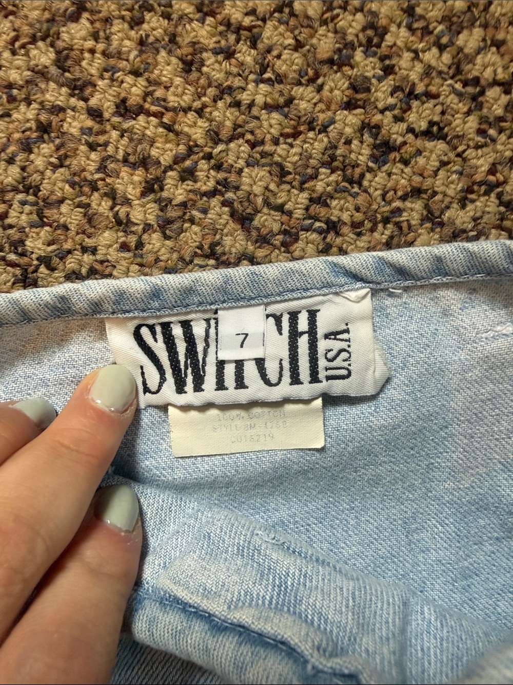 Vintage Switch Light Blue Denim Embroidered Trim High-Waist Jean Short & Top Set - Picture 2 of 10